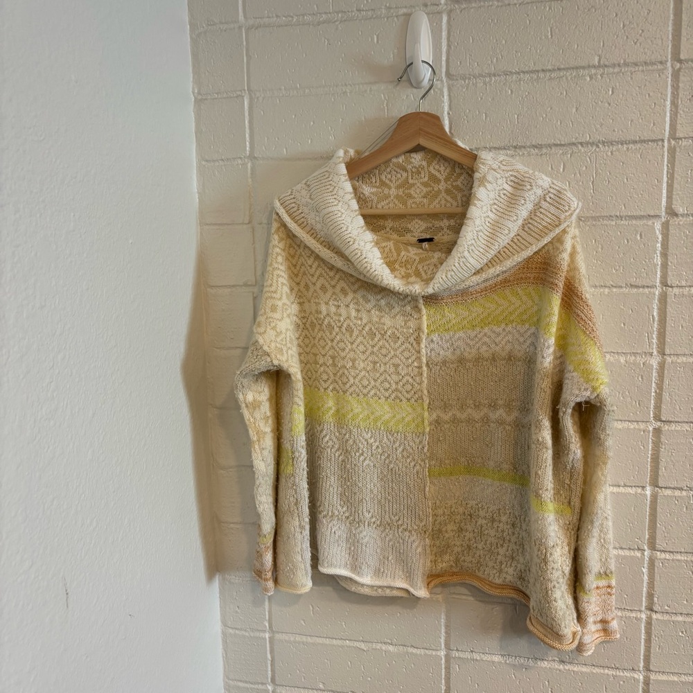 Free People Favorite Patchwork Cowl Pullover Swea… - image 2